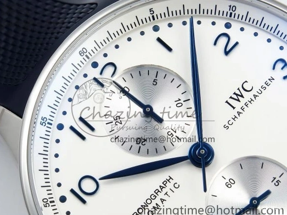 MIROTIME 0103 Casual Portuguese Chrono IW3716 Z+F 1:1 Best Edition White Dial on Blue Rubber Strap A 7016